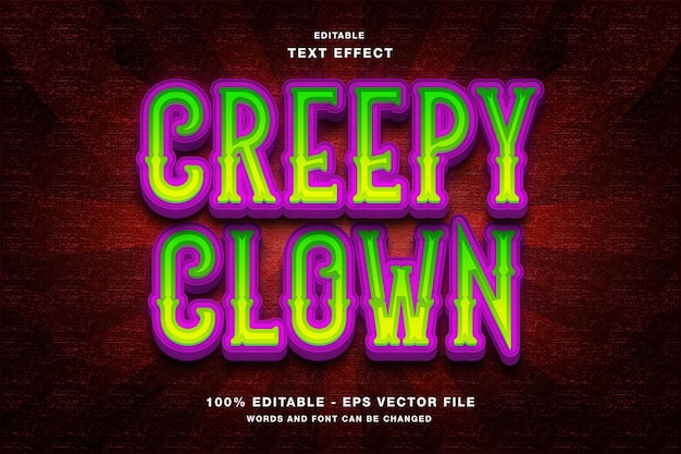 Vector creepy clown editable text effect