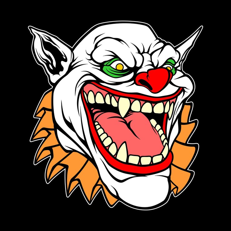 Vector creepy clown head illustration