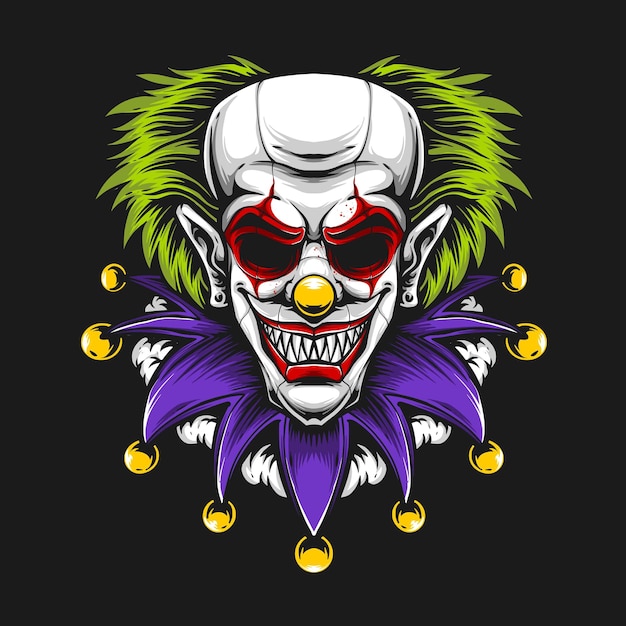 Vector creepy clown head vector illustration