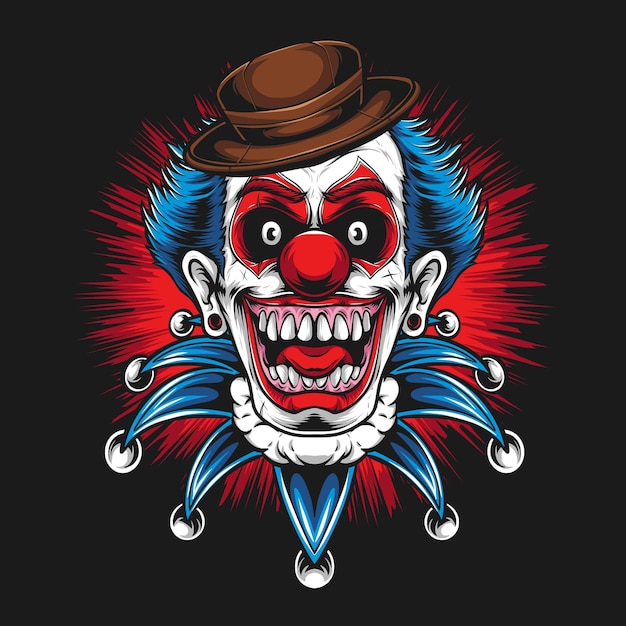 Creepy clown illustration for clothing design