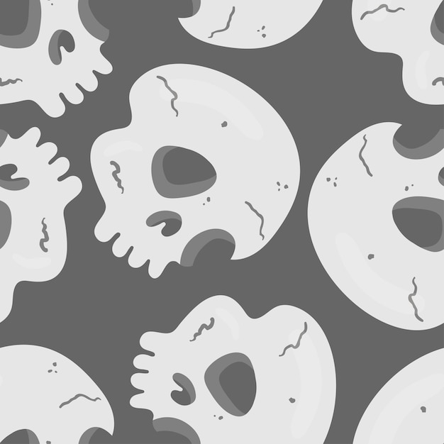 Raccapricciante e carino ossa del cranio vettore motivo senza giunture texture vettoriale di halloween