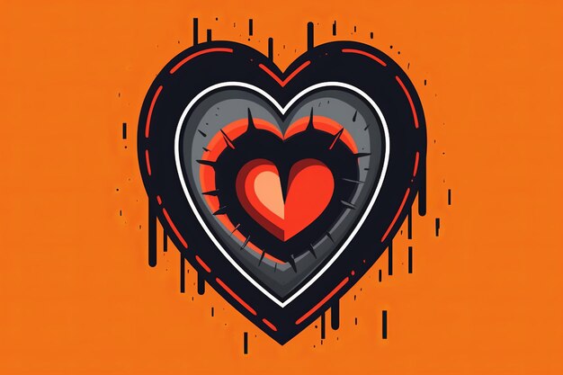 Creepy dark and strange themed heart design minimalist graphic