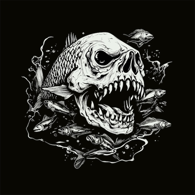 creepy fish vector illustration