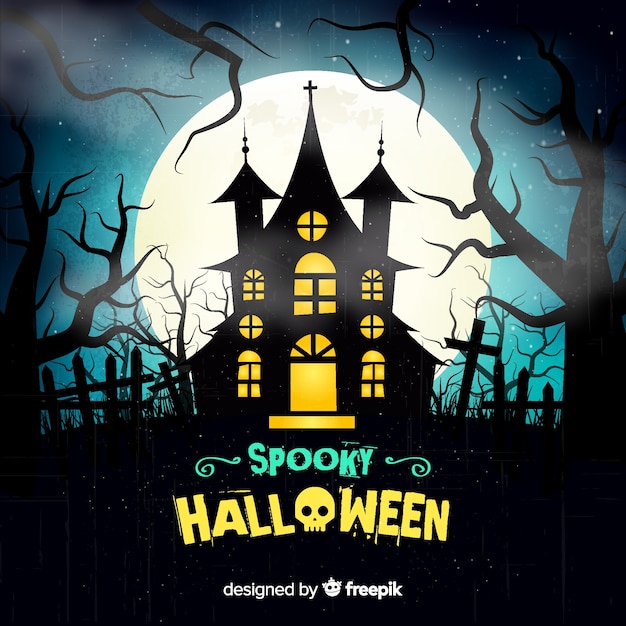 Creepy halloween background with realistic design