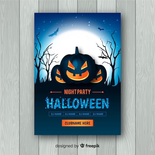 Creepy poster di halloween party con un design realistico