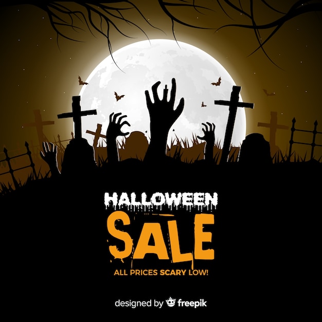 Creepy halloween sale composition with realistic design