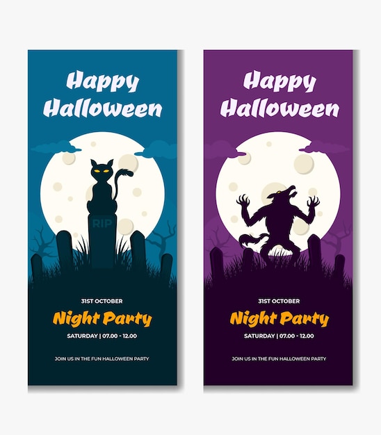 Creepy Halloween Vertical Banner. 2 vertical background options are easy to edit.