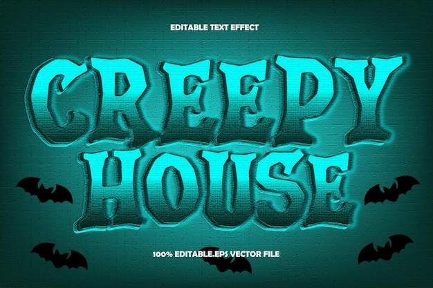 Creepy House Editable Text Effect 3D Emboss Gradient Style