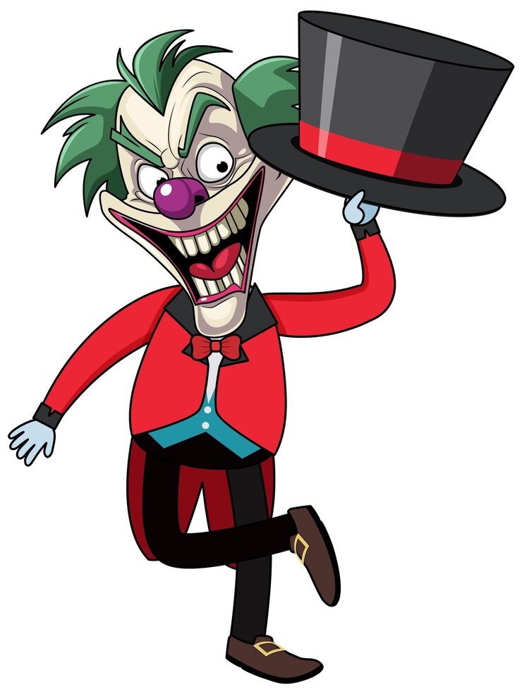 Vector creepy joker cartoon character