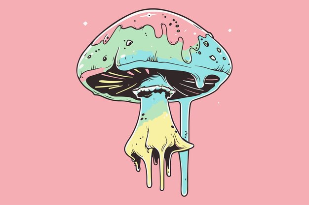Vector creepy pastel mushroom