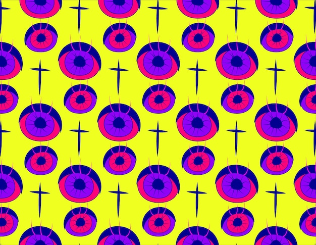 Creepy pattern with eyes Bright trendy colors Isolated vector