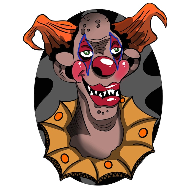 Creepy scary clown halloween illustration in dark background