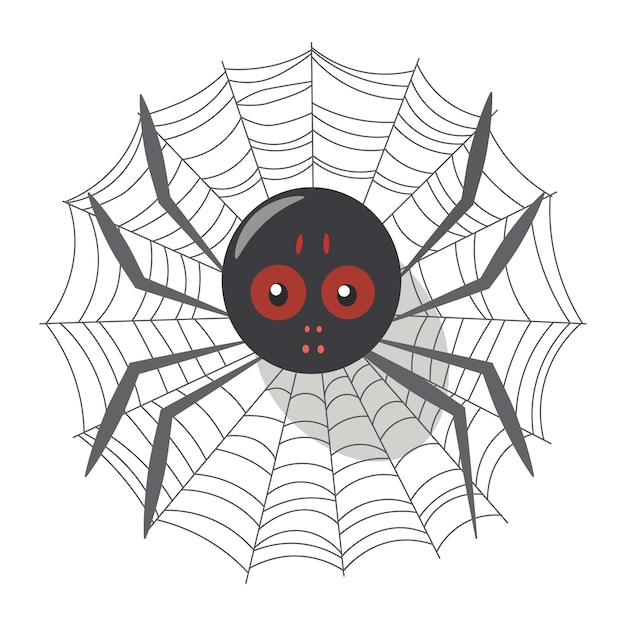 Vector creepy spider on web halloween vector illustration