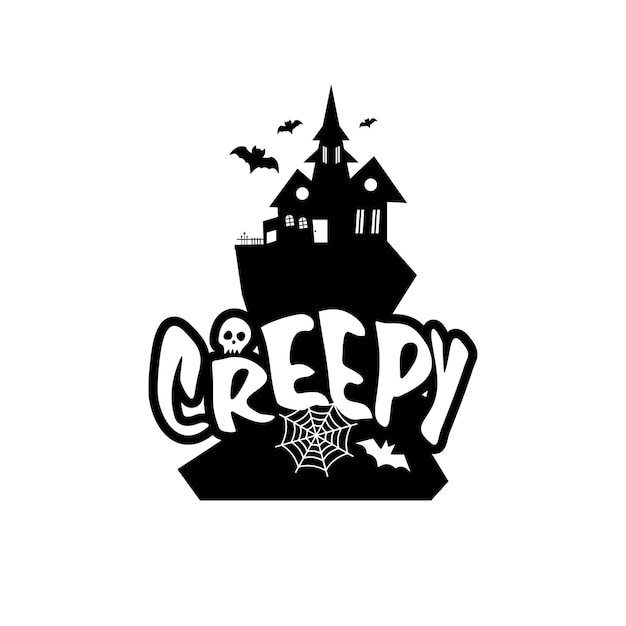 Creepy typography design card vector 