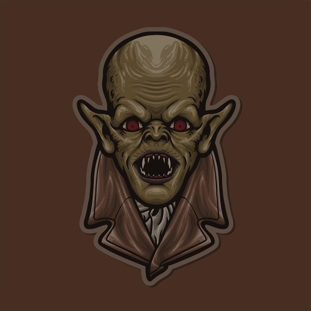 Вектор Жуткий вампир дракуле злой хэллоуин существо векторная иллюстрация талисмана