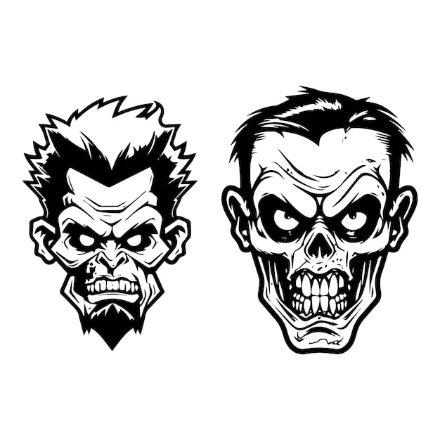 creepy zombie hand drawn logo design illustration