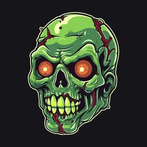 Vector creepy zombie head mascot illustration