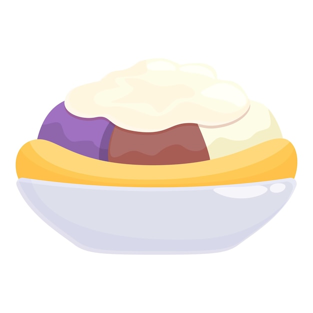 Crème banaan snack pictogram cartoon vector Voedsel sundae Saus menu