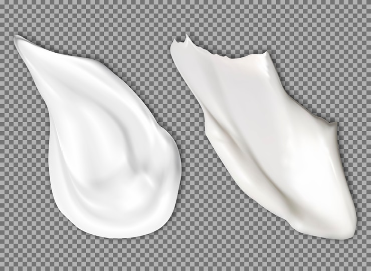 Vector creme textuur uitstrijkje. monster van gezichtscosmetische producten