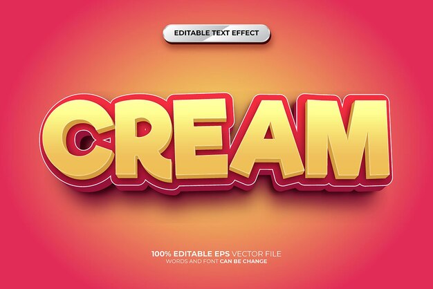 Crème Vector 3D bewerkbare teksteffectstijl