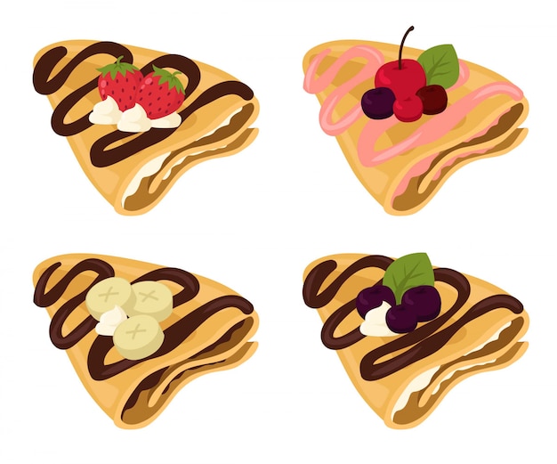 Vector crepe illustratie met fruit en chocolade