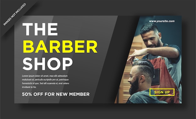 Cresative barbershop banner web design social media post