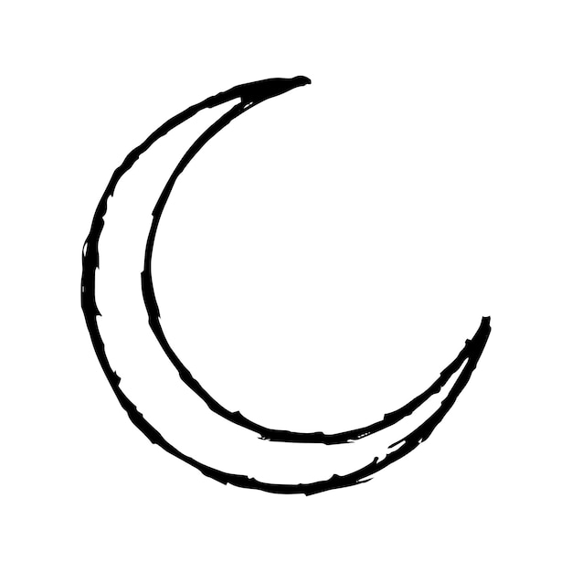 Vector crescent drawing icon hand drawn moon sign vector sketch isolated night symbol