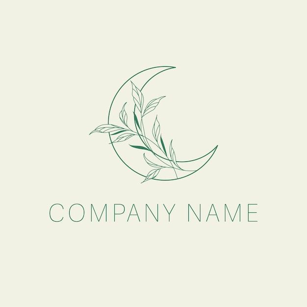 Дизайн логотипа полумесяца и листьев