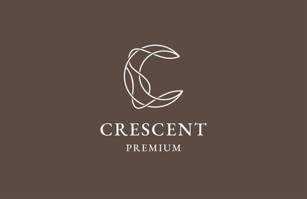 Crescent line logo design template flat vector