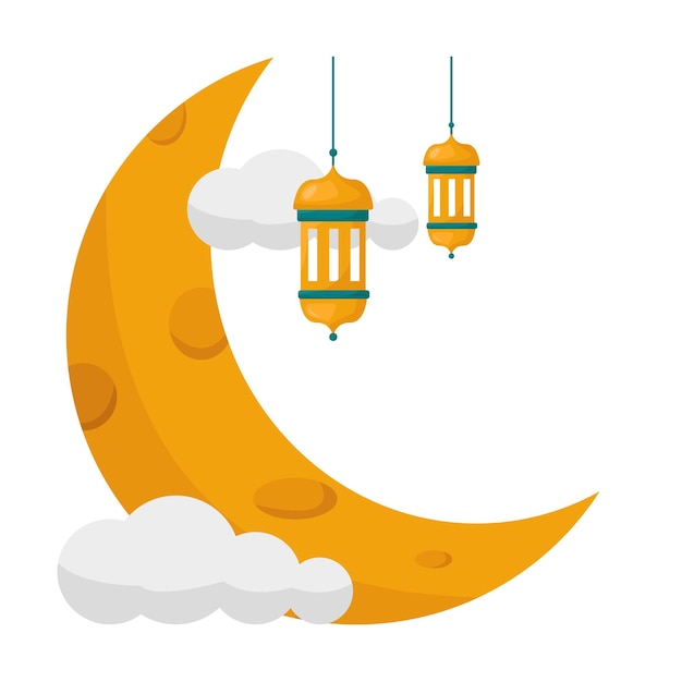 Crescent Monn with Lampion Illustration