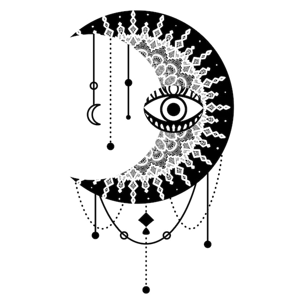 Crescent moon eye contour symbol