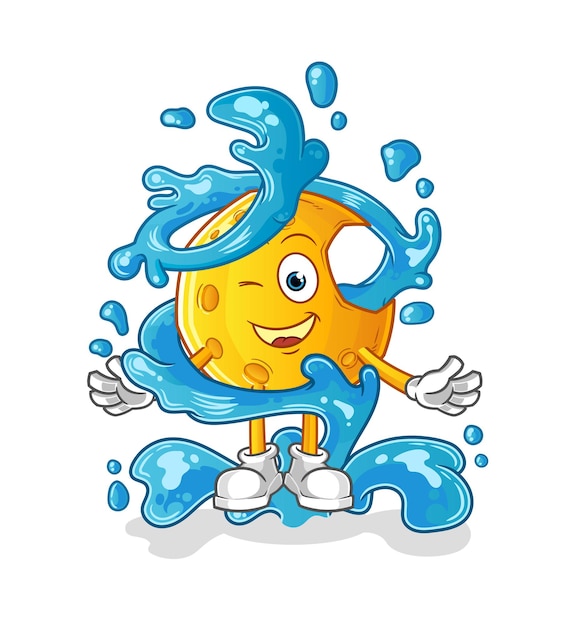 Vector the crescent moon fresh with water mascot. cartoon vector