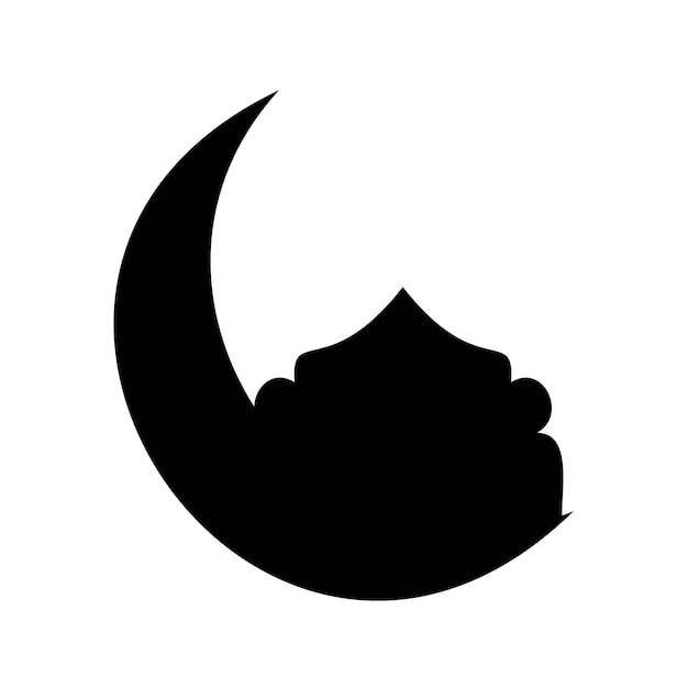 Crescent moon icon on white background crescent moon ramadan kareem silhouette style icon vector