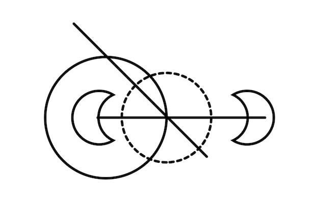 Линия полумесяца абстрактное векторное пространство и астрономические иконы набор черно-белого логотипа символ элемент