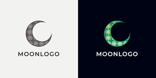 Crescent moon logo design Abstract style illustration for background cover banner Ramadan Kareem