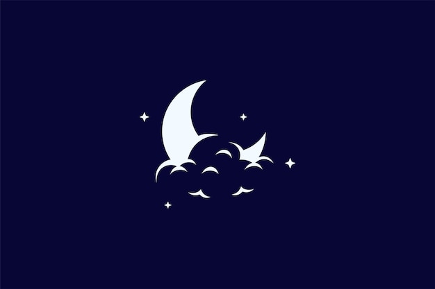 Crescent moon-logo met wolkencombinatie