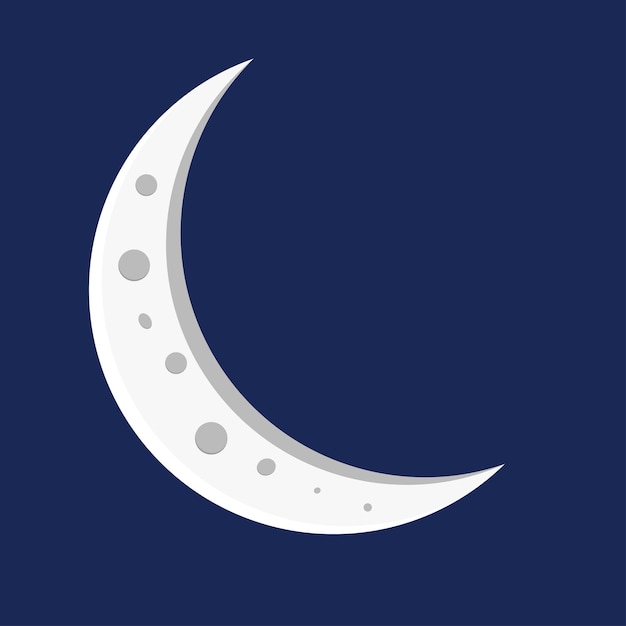 Crescent Moon Night Vector Flat Style