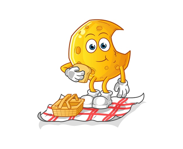 The Crescent moon on a picnic cartoon. cartoon mascot vector