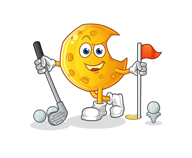 The Crescent moon playing golf vector. cartoon character