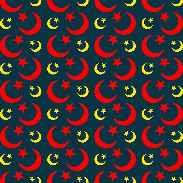 Crescent Moon repeating trendy pattern beautiful vector illustration dark blue background