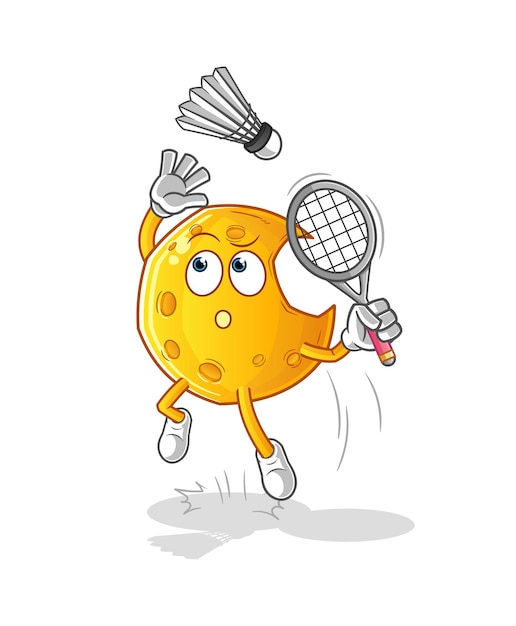 Vector the crescent moon smash at badminton cartoon. cartoon mascot vector