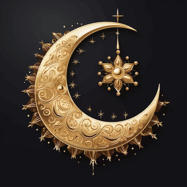 Crescent moon and stars design