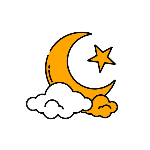 Vector crescent moon and stars icon