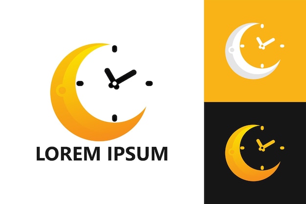 Crescent moon time logo template design vector