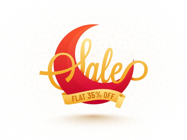 Crescent moon with text sale and 35% off offer.