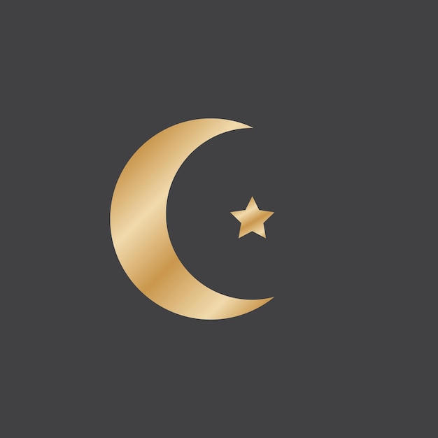 A crescent and a star on a black background