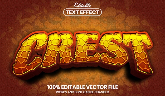 Vector crest text, font style editable text effect