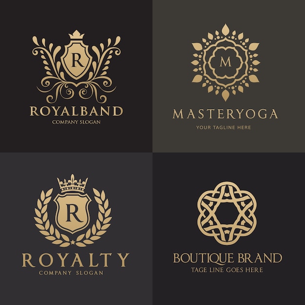 Logo di crests. design logo set di lusso per hotel, immobiliare, spa, identità di marca di moda