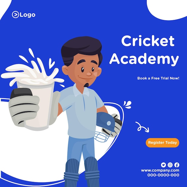 Cricket academy banner design template