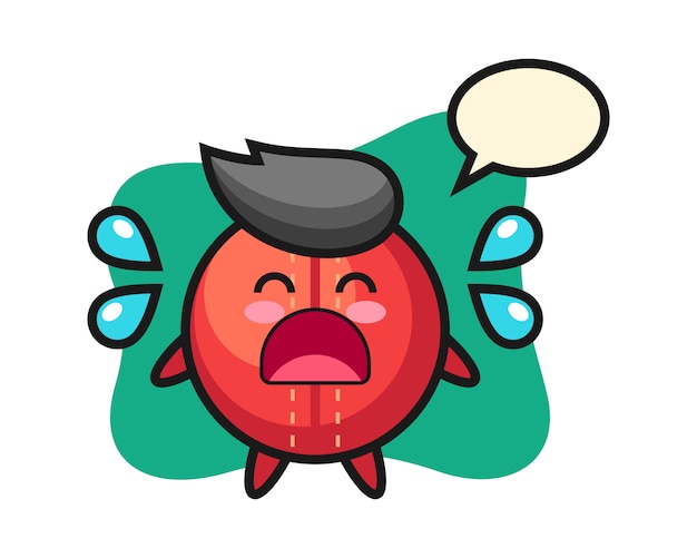 Vector cricket ball cartoon with crying gesture